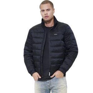 Members Only Men's Moto Puffer Jacket. Black